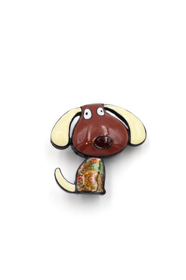 Köpek Broş - Kahverengi
