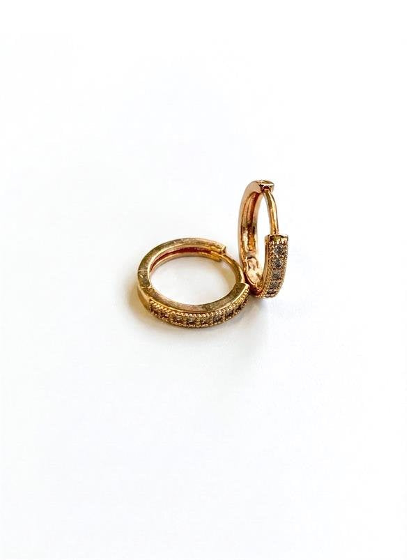 Taşlı Halka Küpe - Altın - Altın