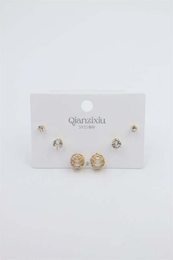 Çoklu Set Küpe - Altın - Altın