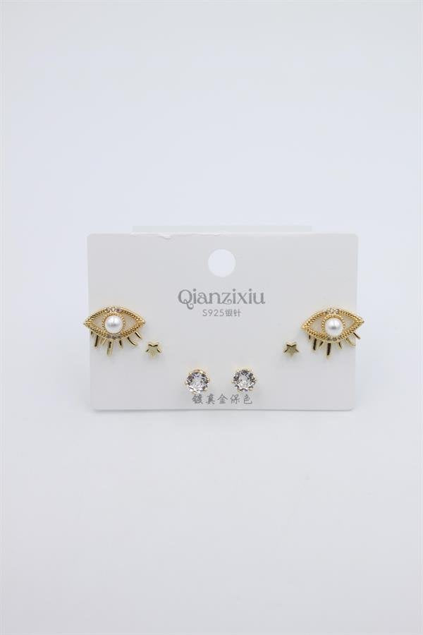 Çoklu Set Küpe - Altın - Altın