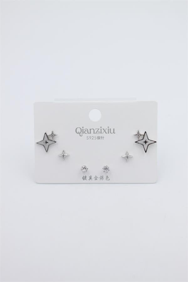 Çoklu Set Küpe - Gümüş - Gümüş