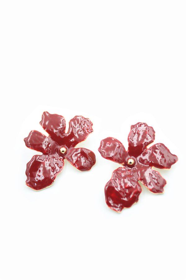 Çiçek Küpe - Bordo - Bordo
