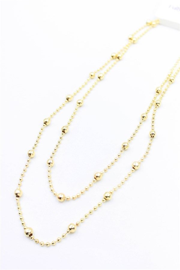 Top Zincir Kolye-90cm - Altın - Altın