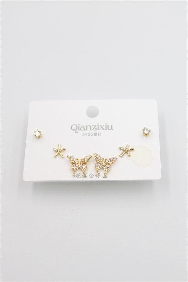 Çoklu Set Küpe - Altın - Altın