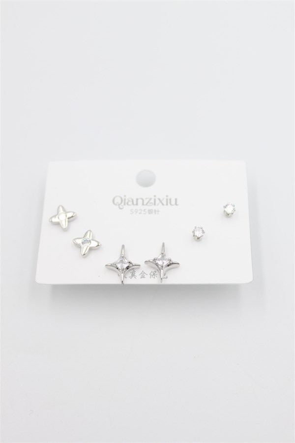 Çoklu Set Küpe - Gümüş - Gümüş