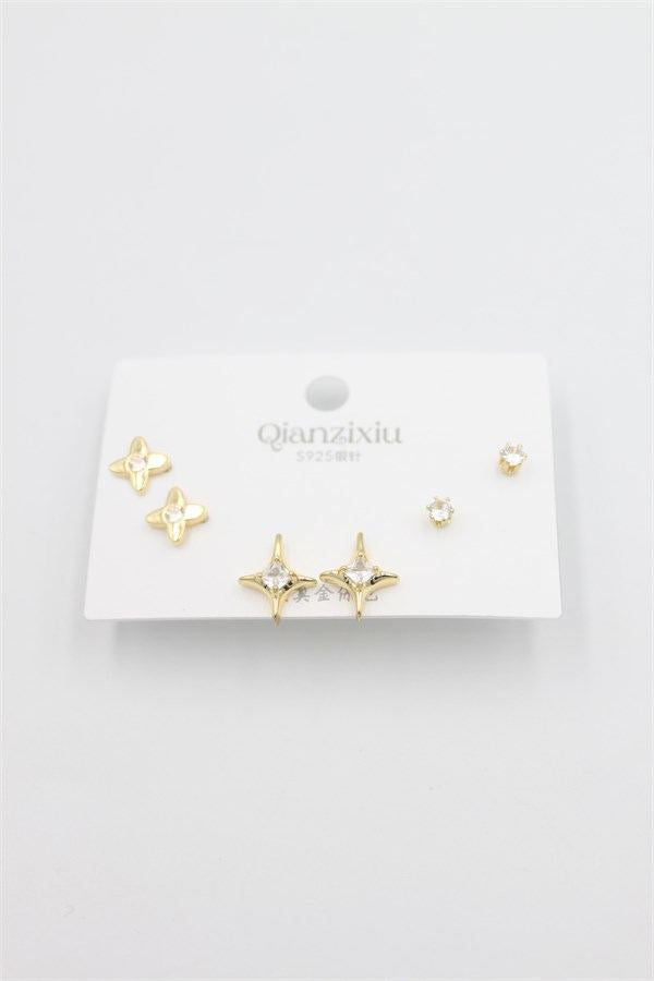 Çoklu Set Küpe - Altın - Altın