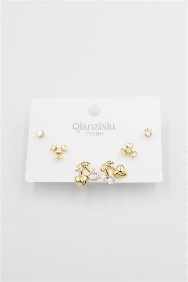 Çoklu Set Küpe - Altın - Altın