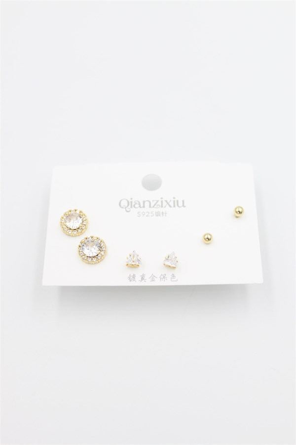 Çoklu Set Küpe - Altın - Altın
