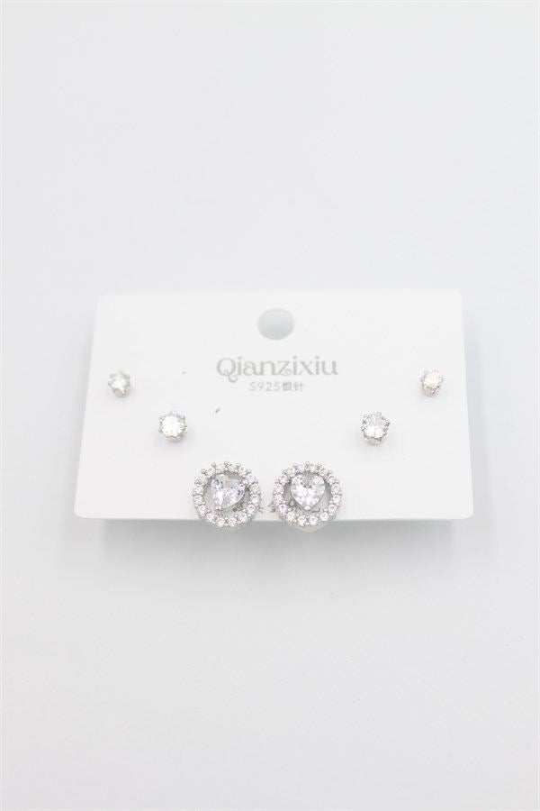 Çoklu Set Küpe - Gümüş - Gümüş