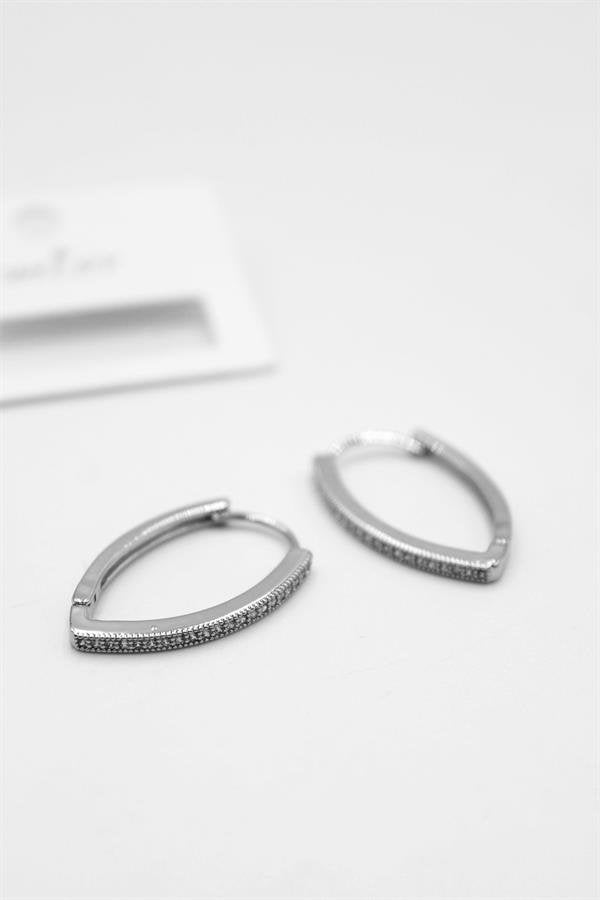 Oval Halka Küpe - Gümüş - Gümüş