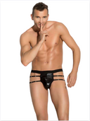 Fantezi Erkek Siyah Seksi Metalli Tanga - String - 1