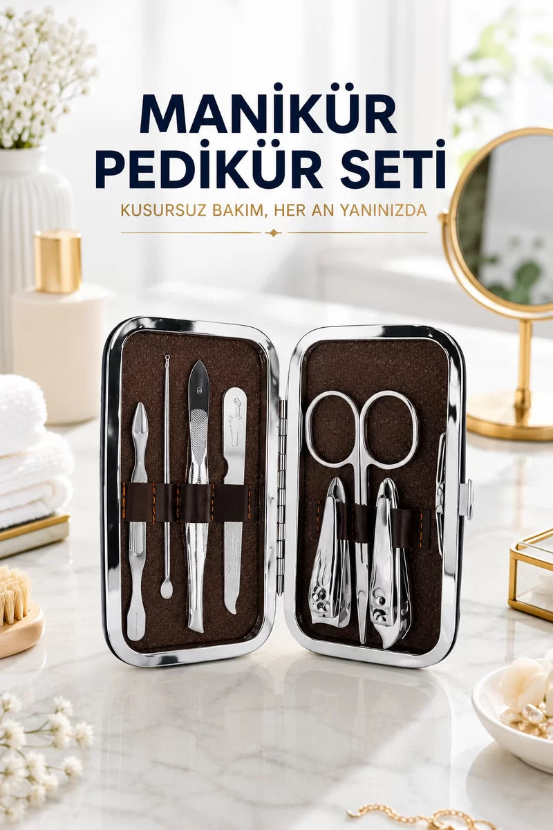 Tırnak Temizliği Tırnak Batığı ve Düzenli Bakım İçin 7 Parça Çelik Set