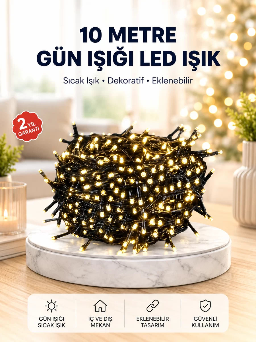 10 Metre LED Işıklı Dekoratif Parti ve Kutlama Aydınlatması