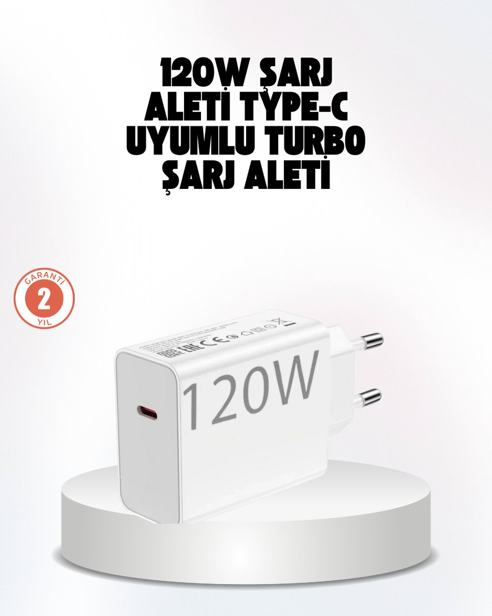 120W Güçlü Hızlı Şarj Adaptörü ve Type-C Kablo Seti – Güvenli Şarj Teknolojisi