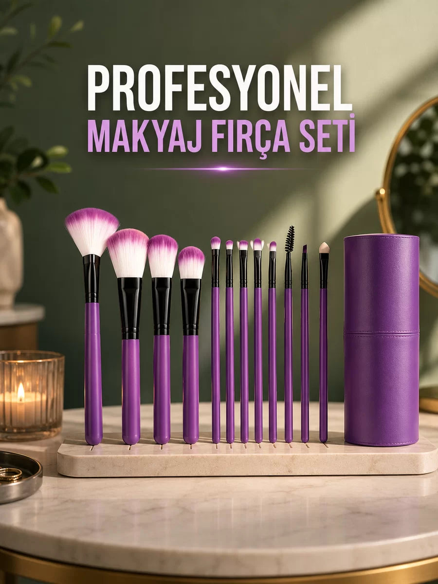12 Parça Profesyonel Makyaj Fırça SETİ