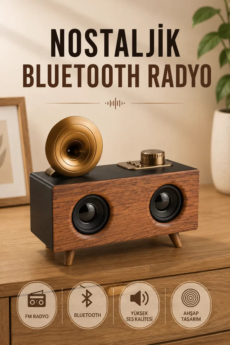 Nostaljik Radyo Bluetooth Bağlantılı Şarjlı Yüksek Ses Kaliteli
