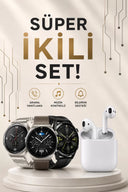 Akıllı Saat ve Kulaklık Seti Dokunmatik Ekran 5.0 Bluetooth Bağlantılı Sesli Görüşme - 1