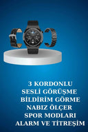 Alarm ve Titreşim Özellikli Akıllı Saat ve Mikrofonlu Kablolu Bluetooth Kulaklık 60 Saat - 3
