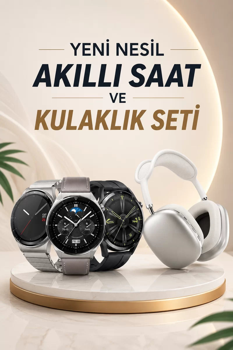 Yeni Nesil Sesli Görüşme Akıllı Saat ve Powerbank Çoklu Şarj Girişli Bluetooth Kulaklık Nabız Ölçer