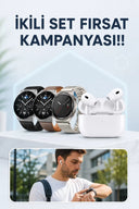 Aynalı Bluetooth Kulaklık Yeni Nesil Akıllı Saat Titreşimli Nabız Ölçer Spor Modları - 1