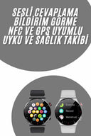 Akıllı Saat Uyku ve Sağlık Takibi NFC Uyumlu Bluetoooth Bağlantılı Android İOS Uyumlu - 2