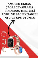 Wireless Şarjlı Pembe Akıllı Saat ve Kablosuz Bluetooth Kulaklık Dokunmatik Kontrol - 3