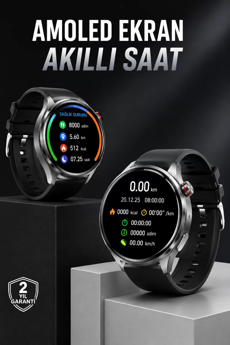 Akıllı Saat Bluetooth Bağlantılı Amoled Ekran Uyku ve Sağlık Takibi