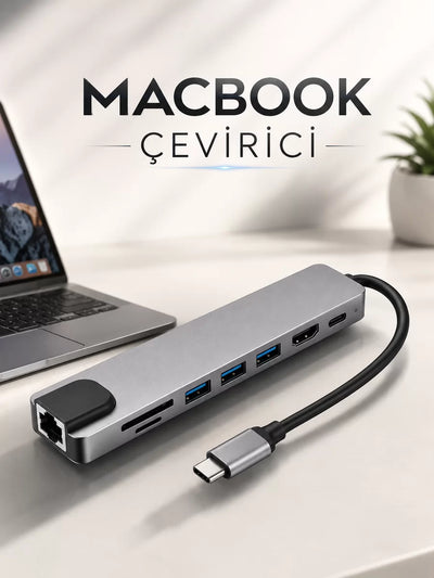 Çevirici Dönüştürücü Adaptör Macbook 3 In 1 Type-C To Hdmı USB 3.0