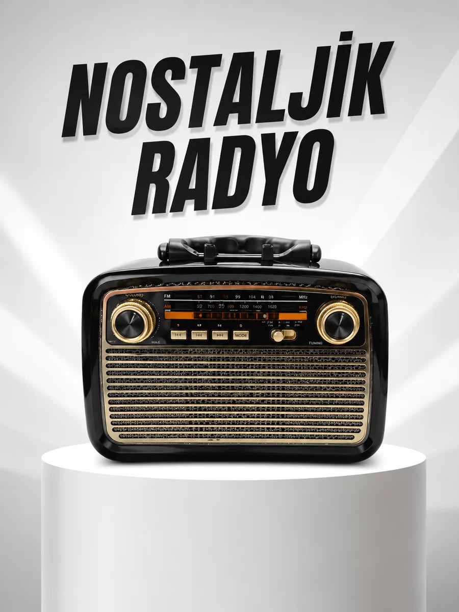 Müzik Kutusu Bluetooth Bağlantılı El Fenerli Nostaljik Tasarım Radyo