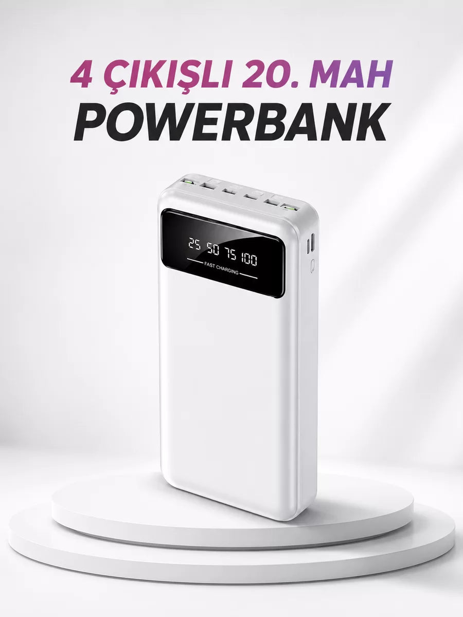 4 Çıkışlı 20.000 MAH Powerbank Taşınabilir Çoklu Giriş