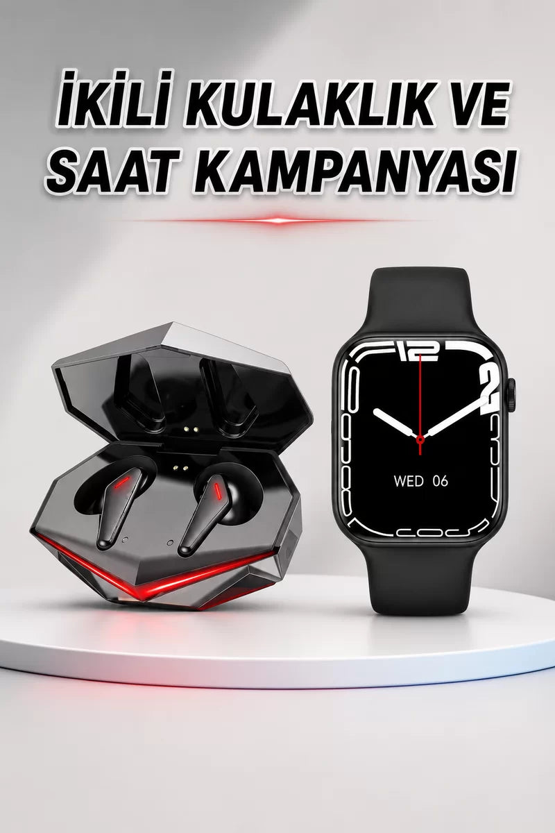 İkili Set Dev Kampanya Ucuz Kulaklık Ucuz Akıllı Saat Gürültü Önleyici Uzun Pil Ömrü