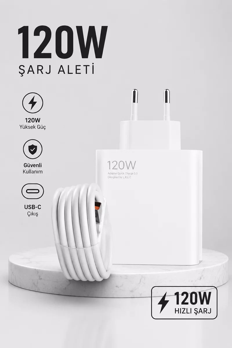 Turbo Hızlı Şarj Destekli 120W USB-C Şarj Seti