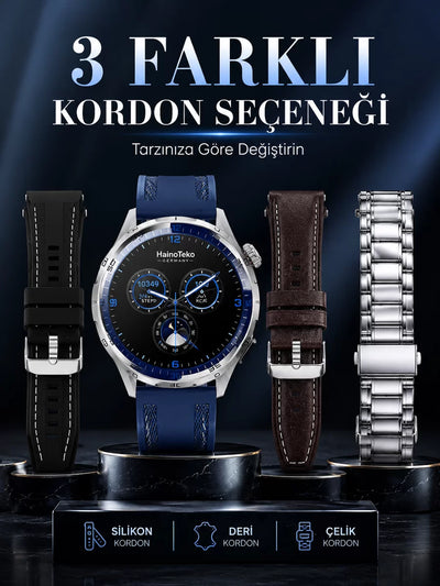 Uzun Süreli Pil Ömrüne Sahip Amoled Akıllı Saat 3 Kordonlu Tasarım