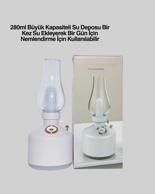 280 ml Tanklı Retro Gaz Lambası Difüzör USB Şarjlı Hava Nemlendirici - görsel 2