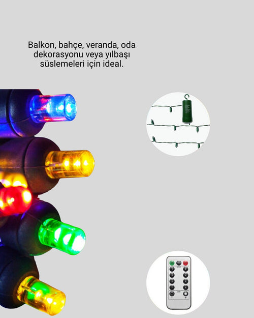 2x2 Metre Pil ile Çalışan Perde LED Işık – 8 Modlu Dekoratif - görsel 2