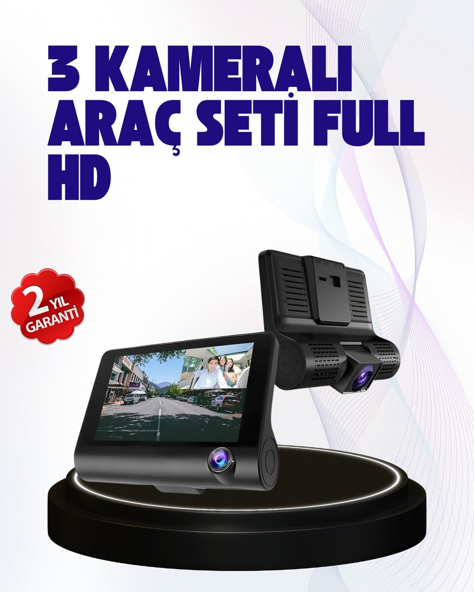 170° Geniş Açılı Araç Kamerası – 4.0” IPS Ekranlı Full HD DVR