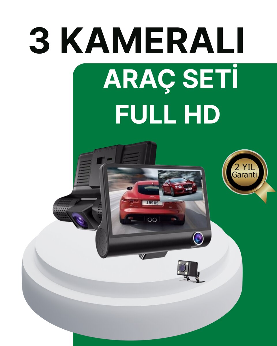 Gece Görüşü Destekli 1080P Full HD Çözünürlüklü Araç İçi Kamera