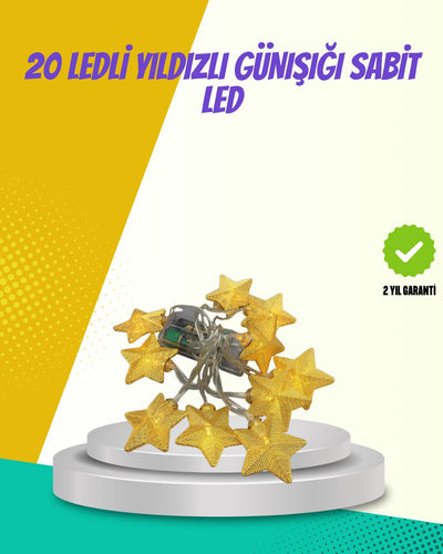 Dekoratif Yıldız Led Aydınlatma 20 Ledli 5 Metre Günışığı