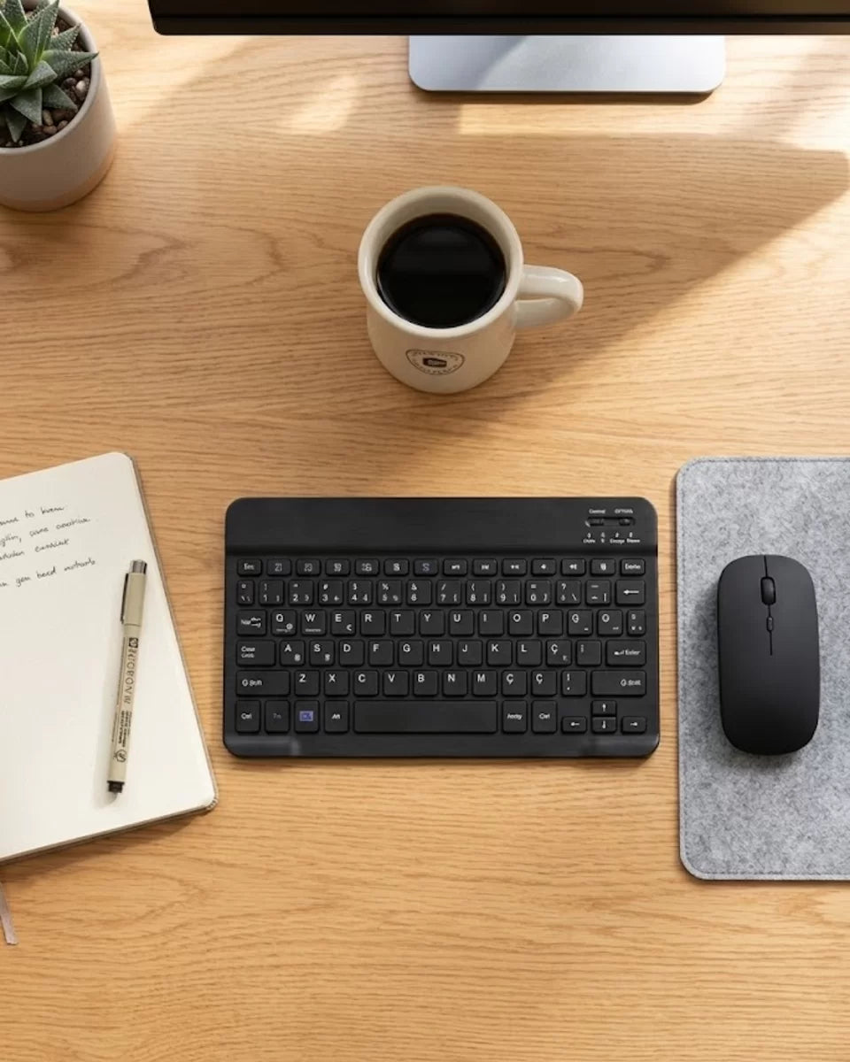 Kablosuz Klavye ve Mouse Kombosu Bluetooth Uyumlu Sessiz Set