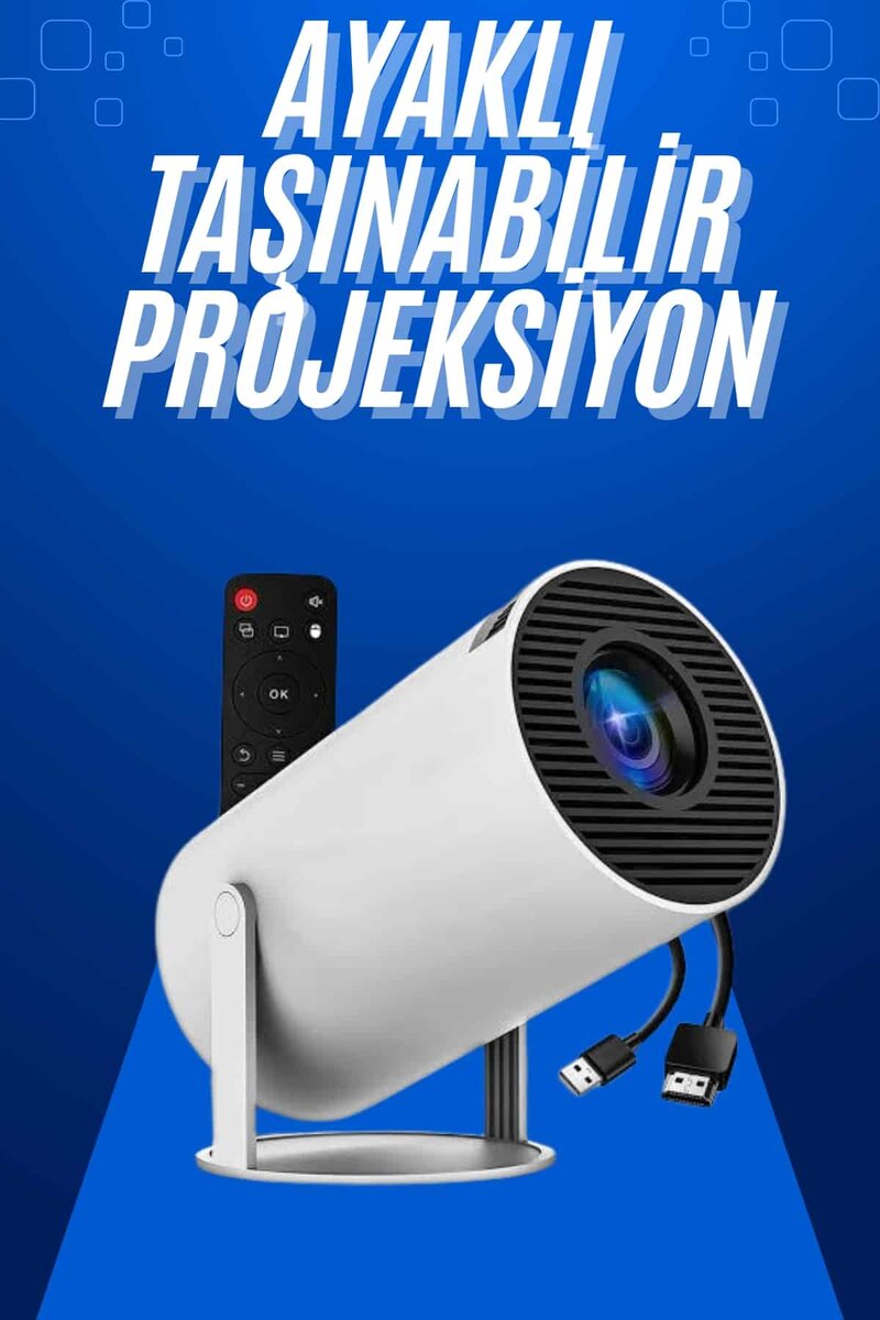 Taşınabilir Projeksiyon Ayaklı Projektör Android Uyumlu Hdmı Girişli