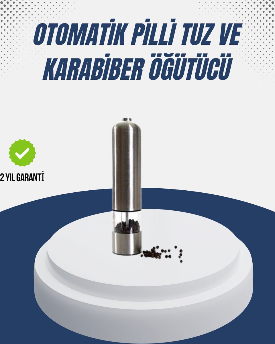 Otomatik Baharat Değirmeni Paslanmaz Gövde Ergonomik Tasarım