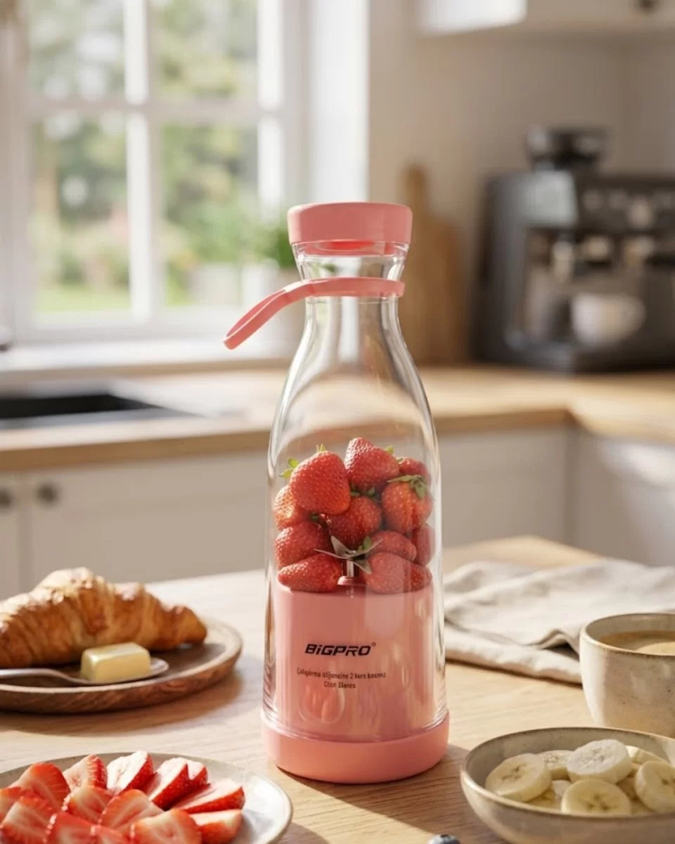 Kablosuz Taşınabilir Blender Smoothie Milkshake Hazırlama Tek Tuş Kullanım