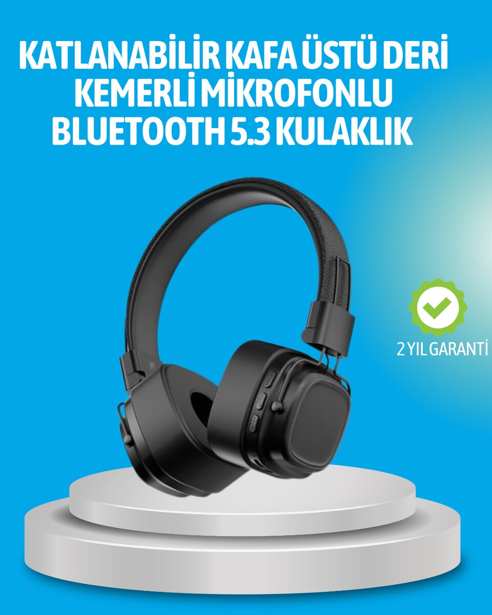 Deep Bass Destekli Kablosuz Katlanabilir Kulak Üstü Kulaklık
