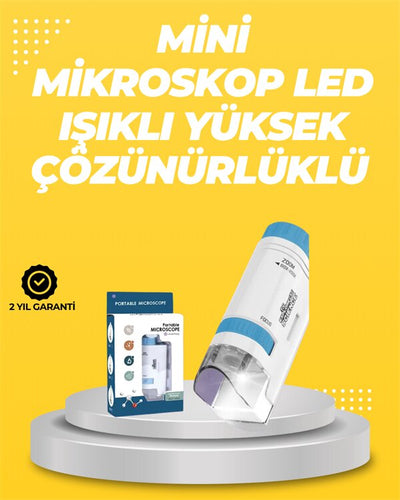 Taşınabilir LED Işıklı Cep Mikroskop – 80X–200X Büyütme