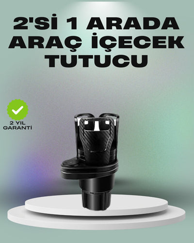 Araba Çift Bardak Tutucu 360° Dönebilen İkisi Bir Arada Ayarlanabilir