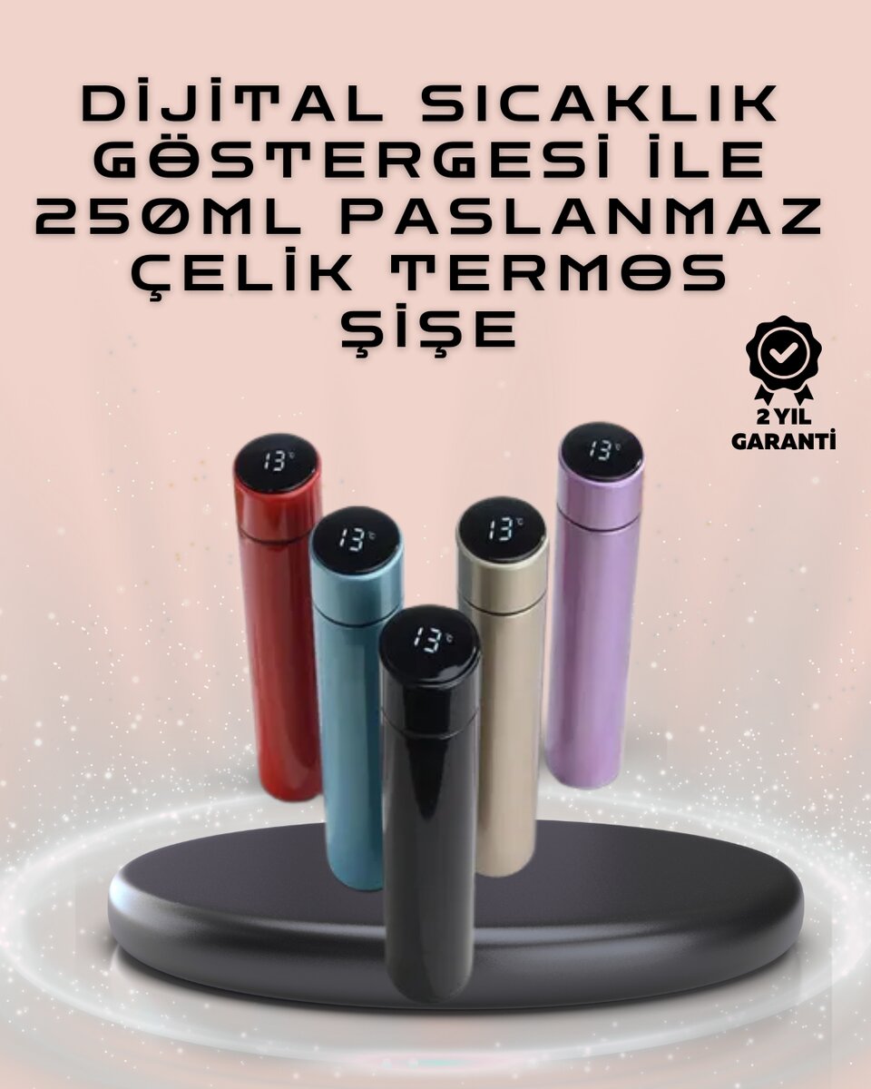 250ml LED Ekranlı Paslanmaz Çelik Akıllı Termos
