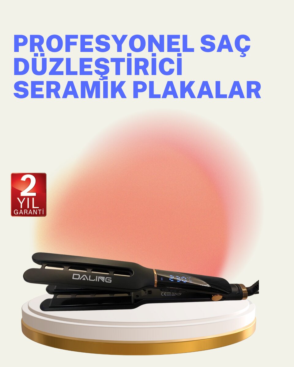 Saç Düzleştirici Seramik Plakalı 230C Hızlı Isınma 360° Kablo