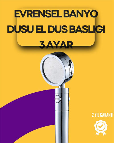 Sağlam Metal Hortum Bağlantılı 360° Hareketli Duş Başlığı
