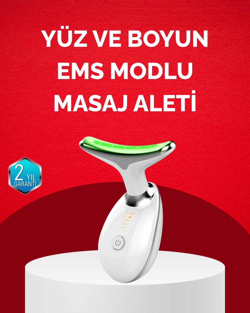 USB Şarjlı LED Işık Terapili Yüz Boyun Bakım Cihazı