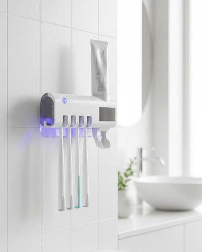 UV Sterilizasyonlu Duvara Monte Otomatik Diş Fırçası Tutucu